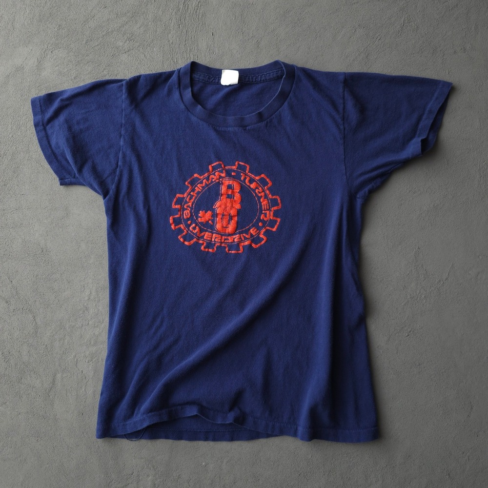Vintage 1970s Jockey Bachman-Turner Overdrive T-shirt S Blue BTO Band Jockey